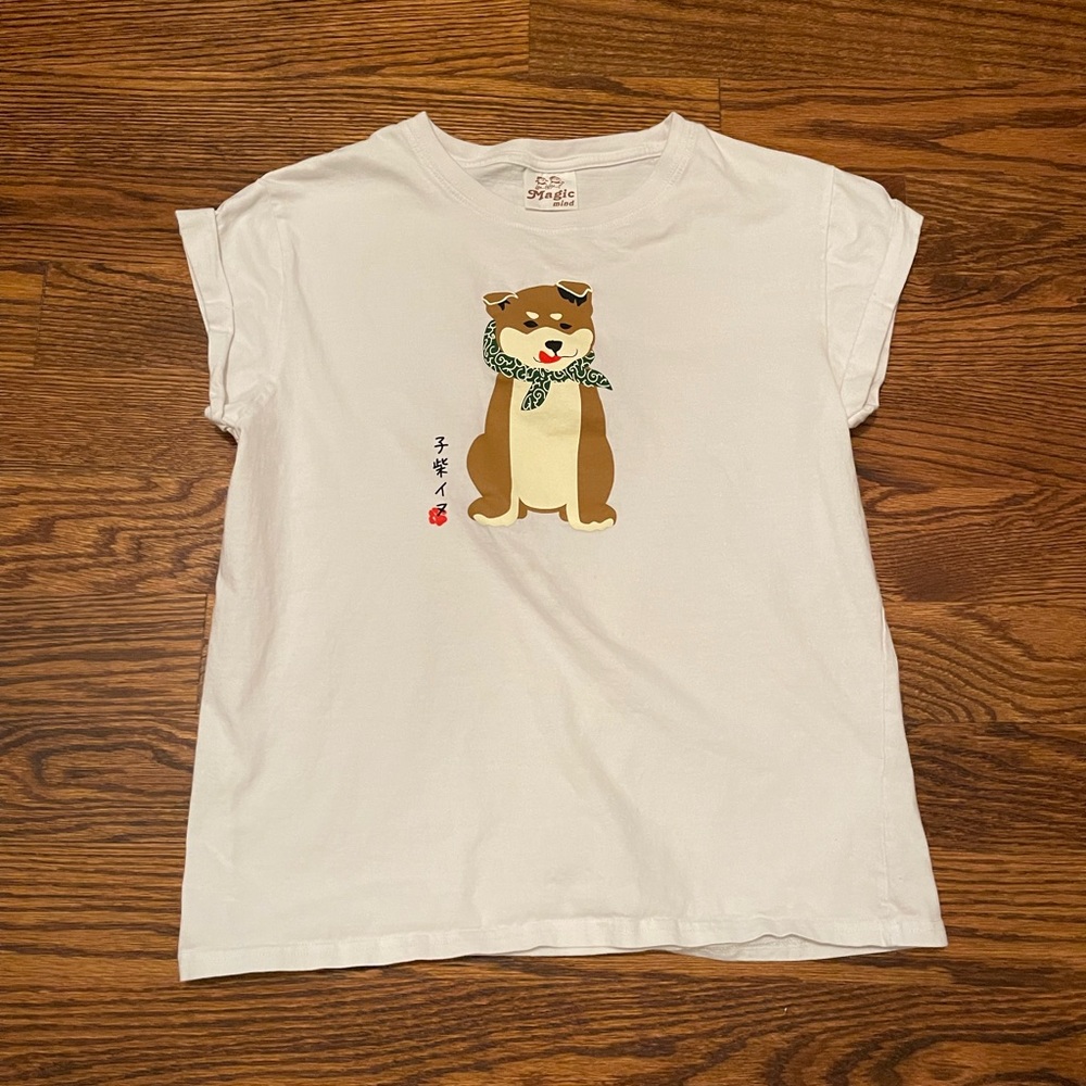 Shiba Dog White Graphic Tee